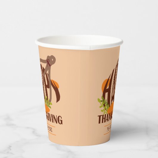 Familie artistieke Thanksgiving Turkije Brown & Or Papieren Bekers (Rechts)