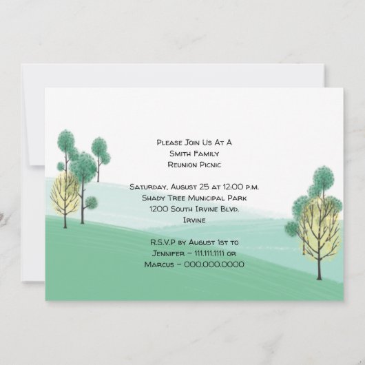 Familie Barbecue Picnic Family Reunion Kaart (Achterkant)