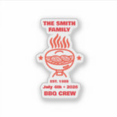 Familie BBQ-team 4 juli Sticker (Voorkant)