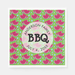 Familie BBQ Watermeloen Patroon Servet