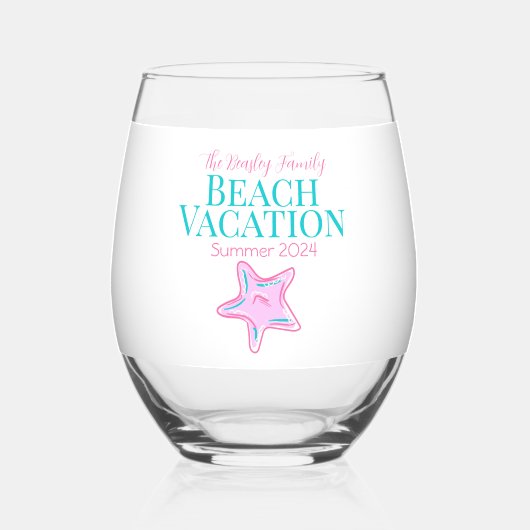 Familie Beach Cruise Reunion Vakantie Starfish Wijnglas Zonder Voet (Achterkant)