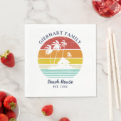 Familie Beach House Palm Trees Retro papier Servet (Insitu)