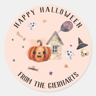 Familie behandelt Aangepaste Happy Halloween Parti Ronde Sticker