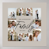 Familie beige elegante moderne minimale fotocollag poster (Voorkant)