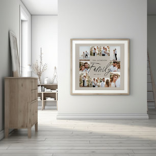 Familie beige elegante moderne minimale fotocollag poster