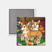 Familie bij de kerstboom magneet (Voorkant / Achterkant)