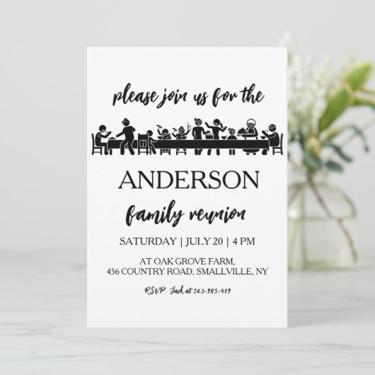 Familie bij elkaar familiereünie uitnodigingen (Staand voorkant)