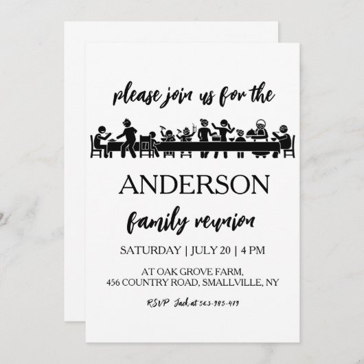 Familie bij elkaar familiereünie uitnodigingen (Voorkant / Achterkant)