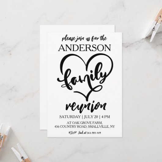 Familie bij elkaar familiereünie uitnodigingen (Voorkant / Achterkant in situ)