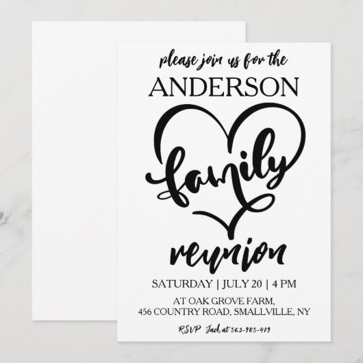 Familie bij elkaar familiereünie uitnodigingen (Voorkant / Achterkant)