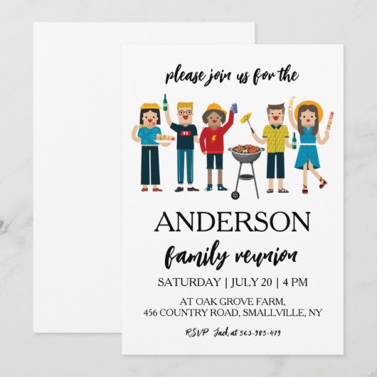 Familie bij elkaar familiereünie uitnodigingen (Voorkant / Achterkant)