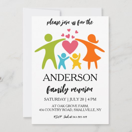 Familie bij elkaar familiereünie uitnodigingen (Voorkant)