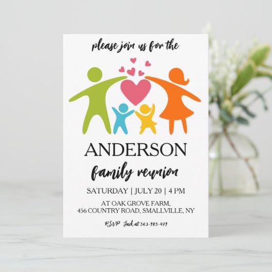 Familie bij elkaar familiereünie uitnodigingen (Staand voorkant)