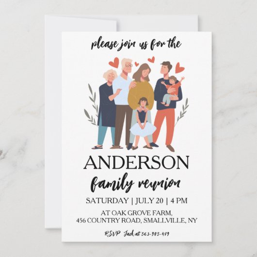 Familie bij elkaar familiereünie uitnodigingen (Voorkant)
