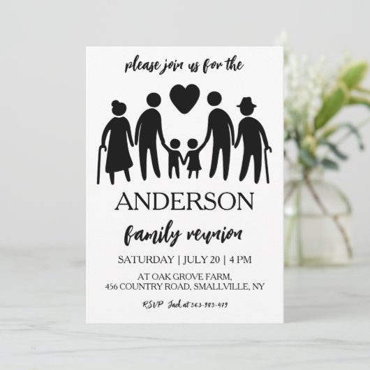Familie bij elkaar familiereünie uitnodigingen (Staand voorkant)