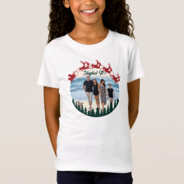 Familie bijpassende gepersonaliseerde foto sleighe t-shirt