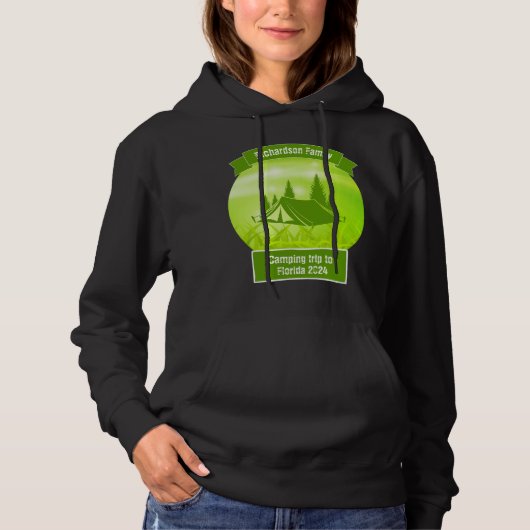  familie bijpassende groene tent camping hoodie (Voorkant)