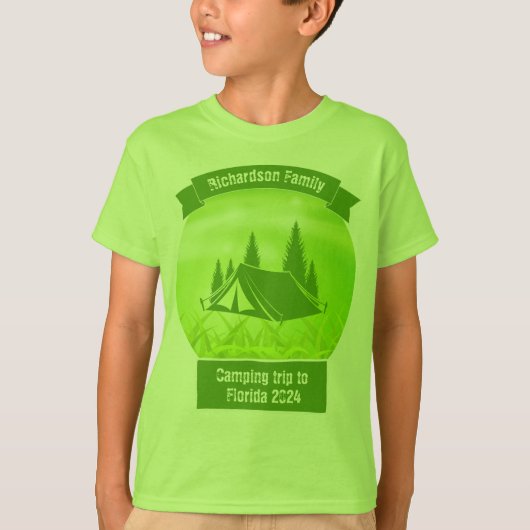  familie bijpassende groene tent camping t-shirt (Voorkant)