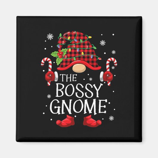 Familie bijpassende groep De Bossy Gnome Kerstmis Magneet (Voorkant)