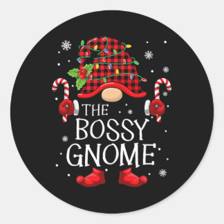 Familie bijpassende groep De Bossy Gnome Kerstmis Ronde Sticker