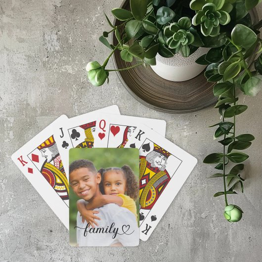 Familie Black Script Aangepaste Foto Pokerkaarten