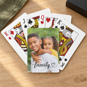 Familie Black Script Aangepaste Foto Pokerkaarten
