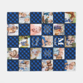 Familie Blue Plaid Patchwork Gepersonaliseerd 15 A Fleece Deken (Voorkant (Horizontaal))