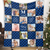 Familie Blue Plaid Patchwork Gepersonaliseerd 15 A Fleece Deken