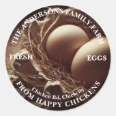 Familie Boerderij Aangepaste Schattigee Eieren Nes Ronde Sticker (Voorkant)