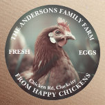 Familie Boerderij Custom Funny Chicken Fotosjabloo Ronde Sticker<br><div class="desc">Een grappig schattig kippenfotografie ontwerp. Pas deze stickers eenvoudig aan uw merk aan en voeg indien gewenst uw eigen foto toe! Ontworpen met door Zaubershirts -</div>