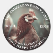 Familie Boerderij Custom Funny Chicken Fotosjabloo Ronde Sticker (Voorkant)