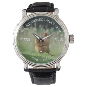 Familie Boerderij Custom Funny Chicken Photo Farme Horloge