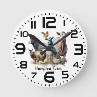 Familie Boerderij Dieren Wandklok