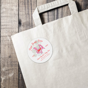  Familie Boerderij Eierkarton Schattige Roze Rood  Ronde Sticker