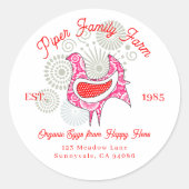  Familie Boerderij Eierkarton Schattige Roze Rood  Ronde Sticker (Voorkant)