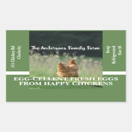 Familie Boerderij Funny Chicken Fotosjabloon Groen Rechthoekige Sticker