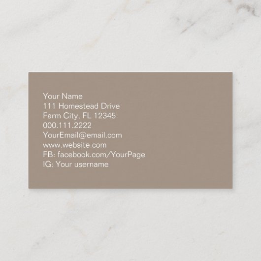 Familie Boerderij Homestead Chicken Koe Market Gar Visitekaartje (Achterkant)