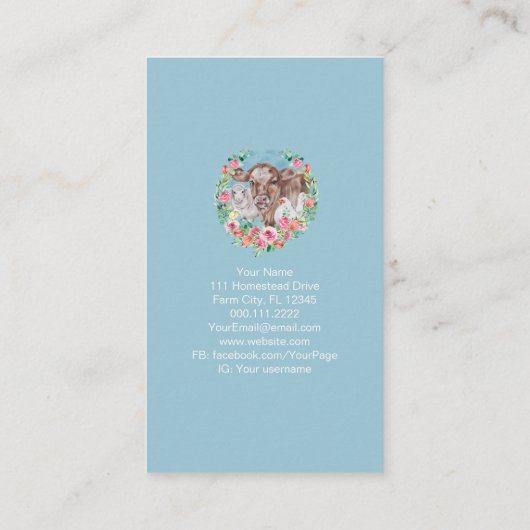 Familie Boerderij Homestead Kippen Kleurblok Visitekaartje (Achterkant)