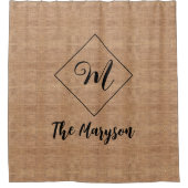 Familie Boerderij Huis Naam, Rustieke Monogrammed  Douchegordijn (Voorkant)