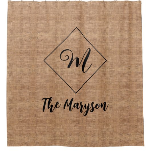 Familie Boerderij Huis Naam, Rustieke Monogrammed  Douchegordijn (Voorkant)