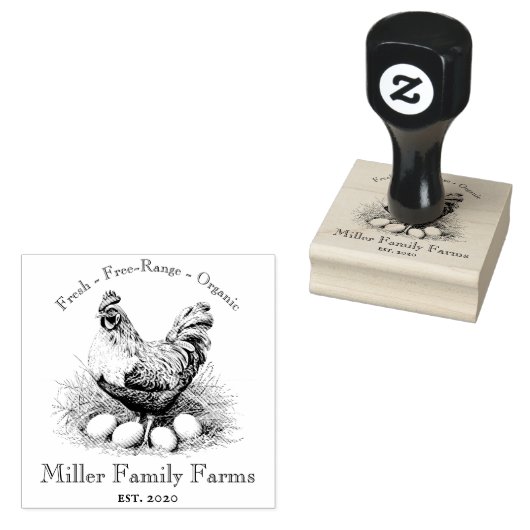  familie Boerderij kip ei karton Rubberstempel (Gestempeld)