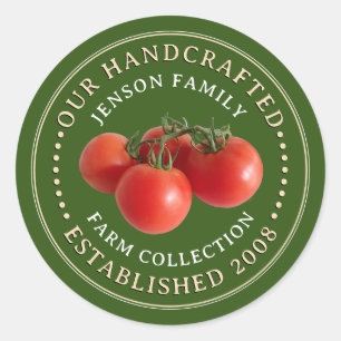 Familie Boerderij Produce Label Tomatoes op Groene