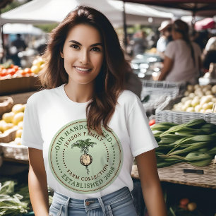Familie Boerderij produceren label raap op groene  T-shirt