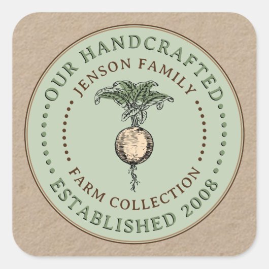 Familie Boerderij Produceren Label Turnip Green op (Voorkant)