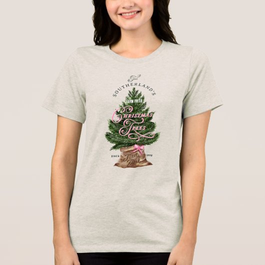 Familie Boerderij Verse Kerstbomen  Retro Tri-Blend Shirt (Voorkant)