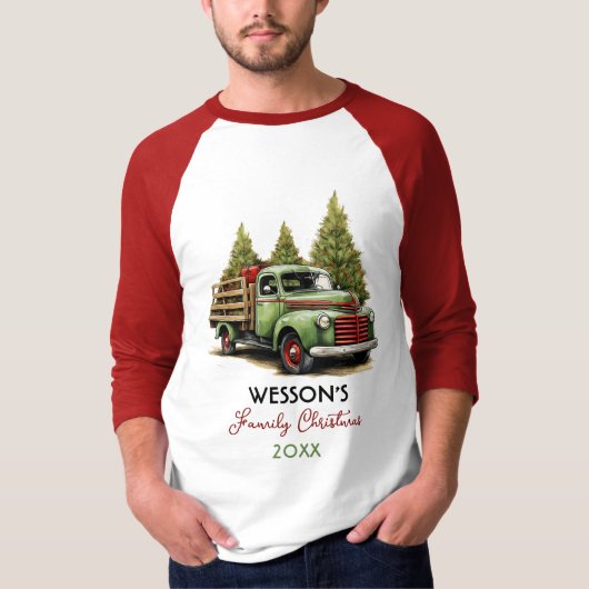 Familie Boerderij Vracht Aangepaste naam Kerstmis T-shirt (Voorkant)