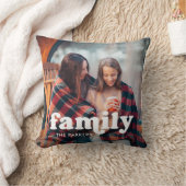 Familie | Boho-tekstbedekking met twee foto's Kussen (Blanket)