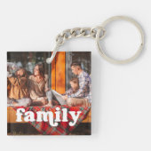 Familie | Boho-tekstbedekking met twee foto's Sleutelhanger (Achterkant)