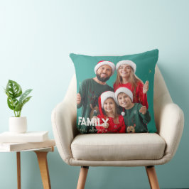 Familie | Boho-tekstoverlay met twee foto's werp k Kussen