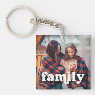 Familie   Boho Text Overlay met twee foto's Sleutelhanger